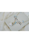 Kol500 Gold Necklace with Turquoise Stone and Large Pearl Detail - 2