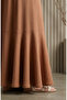 Bürümcük Fabric Elastic Waist Gathered Skirt 0561-04 Biscuit - 4