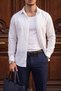 Men's Arturo White Colored Soft Textured Gabardine Look Long Sleeve Shirt - 3