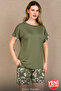Women's Viscose Shorts Pajamas Set Khaki Floral Patterned Shorts Pajamas Set 7741 - 6
