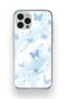 iPhone 12 Pro Max Compatible Pastel Blue Butterfly Pattern Transparent Phone Case