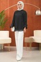 Black Polka Dot Balloon Sleeve Chiffon Blouse - 2