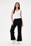 Women's Strawberry Fabric Elastic Waist Comfortable Fit Palazzo Trousers Black - 2