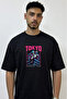 Tokyo Anime Girl Design Printed Oversize Black T-Shirt
