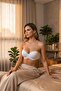 Women's White Supported Strapless Strapless Silicone Strip Bra - 8