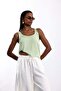 Light Green U-Neck Flowy Tank Top 17692 - 2
