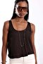 Brown U-Neck Flowy Tank Top 17692 - 5