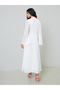Off White Bell Sleeve Cut-Out Detail A-Line Maxi Dress - 5
