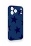 iPhone 17 Pro Max Compatible Navy Blue Star Pattern Silicone Case - 3