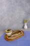 3-Piece Wooden Tea Presentation Set - 2-Tier Flat Plate Cake Stand, 21 cm Mini Presentation Plate, 17X30 cm Hollowed Out Plate Inside - 6