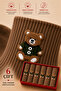 Women's Brown Teddy Bear Socks Gift Boxed Cotton Short Socks with Teddy Bear Design 6-Piece Seamless - 2