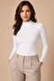 Women's Half Turtleneck Long Sleeve Cotton 4-Piece Basic Blouse Undershirt - 95% Cotton & Flexible for Daily Use - 4