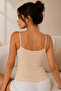 Women's 100% Cotton Openwork & Lace Detailed 3-Piece Basic Undershirt with String Straps - 4