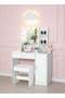 Bedroom Makeup Dressing Table with 1 Drawer, 1 Cabinet and 2 Separate Storage Shelves, 3 Lighting Modes and Adjustable Brightness, 90*40*137CM (Does Not Include Dressing Stool) - 5