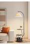 Nordic Curved Floor Lamp, Standing lamp With 3-Layer Side Table and Storage Drawer - 3