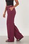 Women's Elastic Waist Crinkled Loose Trousers - Cherry - 5