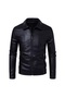 Black Faux Leather Jacket Slim Fit Cut High Collar - 2