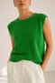 Green Back Slit Detailed Crew Neck 100% Cotton Women's Knitwear Blouse - 2