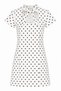 1024 Women's Polka Dot Scarf Collar Mini Dress White - 2