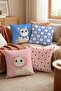 Cats with Scarves Patterned 4-Piece Throw Pillow Cover Set