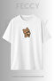 Premium Coffee Drinking Bear Printed Theme Unisex Oversize Women's T-Shirt Men's T-Shirt Cotton Oversize T-Shirt - 3