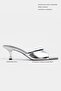 Promise Silver Patterned Pointed Toe Women's Thin Heeled Slippers - 2