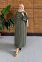 Women's Floral Patterned Linen Hijab Dress - 4