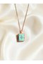 Women's Steel Turquoise Square Locket Necklace, Turquoise Stone Openable Photo Necklace - 2