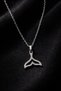 Women's Silver Color Stone Whale Tail Necklace Earrings Jewelry Set - 4