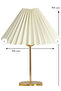 Metal Gold Legged Pleated Cream Fabric Bedside Table Lampshade - 3