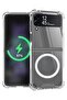 Galaxy Z Flip 4 Clear Case, With Magnetic and Support Wireless Charger, Transparent Shockproof and Drop-Proof Hard PC Phone Cover