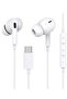 Type-C Earphones, Wired Headset, Mic, Volume Control, Heavy Bass, Hi-Fi Stereo (White)