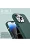 3 in 1 Silicone Case for iPhone 14 Pro Max 6.7-inch with Screen and Camera Protectors (Midnight Green) - 2