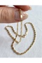 Flat Rectangular Ring Gold Mirror Chain Necklace - 2