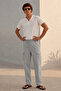 Men's 3-Piece Cargo Linen Trousers with Elastic Waist - 3