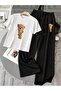 Unisex Women's Men's Half Bear Printed Oversized Tshirt and Baggy Sweatpants - Summer Two-Piece Tracksuit Set
