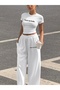 Women's I Love My Body Printed Baby Tee Combed Cotton Crop Top and Sweatpants - Two-Piece Tracksuit Set