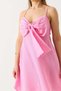 Women's Large Bow Detailed Muslin Strap Mini Dress Pink - 4