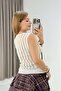 Women's Summer Knitwear Blouse with Openwork Accessories Cream - 4