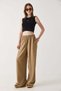 Women's Wide Leg Loose Cut Trousers with Elastic Waist Mink - 2