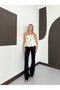 Women's Speckled Patterned Asymmetrical Blouse with Drawstring Detail - 4