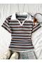 Women's Soul Colorful Polo Collar Embroidered Gathered Blouse