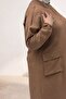 63014 Large Size Shoulder Epaulettes Detailed Melange Linen Cap - Tan - 2