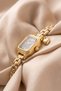 Loev Women's Gold Square Steel Watch Black Dial Heart Charm Detailed Luxury Quartz Wristwatch - 3