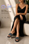 26Y463 Stoned Pointed-Toe Evening Dress Slippers