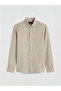 Beige Regular Fit Striped 100% Linen Men's Shirt - 2