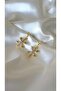 Women's Gold Color Stone Snowflake Dangle Earrings - 2
