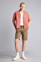 Boxy Fit Apaş Collar Checkered Seersucker Textured Short Sleeve Orange Shirt G4146Ax26Sm - 2