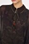Brown Long Pareo with Palm Pattern and Lace-Up Detail on the Collar 1011 - 4