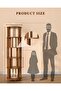 رف كتب دوار من 5 طبقات مع عجلات - برج دوار بزاوية 360 درجة، خزانة كتب دائرية، بتشطيب بلون الجوز - 2